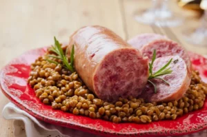 Italian Traditional Food - Cotechino, Zampone and Lentils