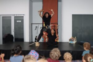 Puppeteers in action at the ILC Di Filippo Marionette Show in Brisbane 2 May 2026