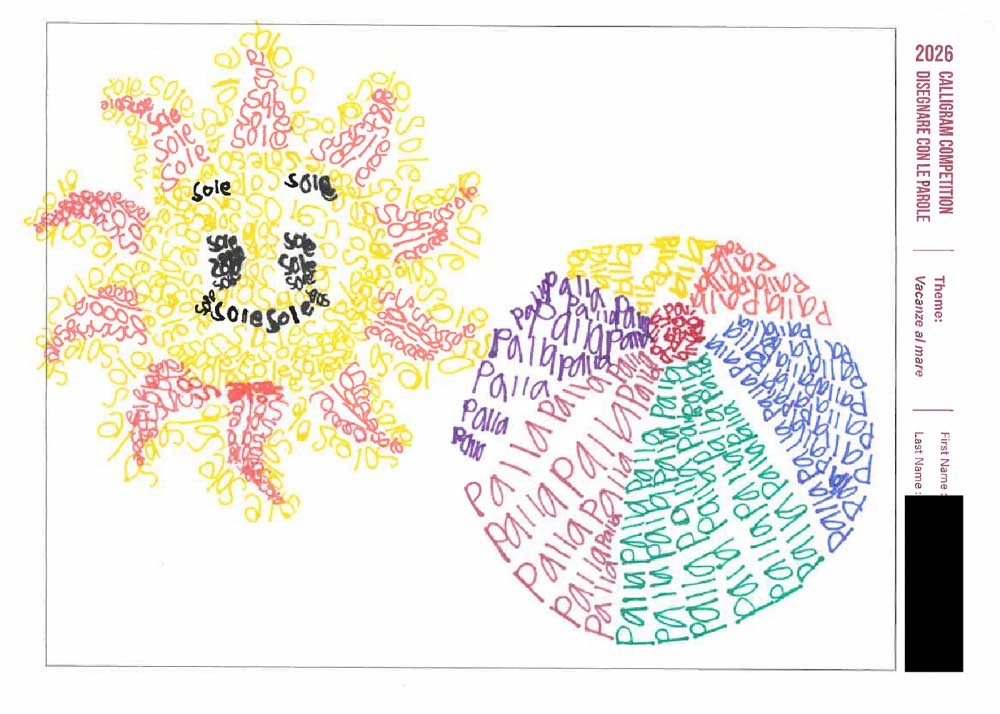 ILC Calligram Competition 2026 - Winning Artwork - Prep - First Place