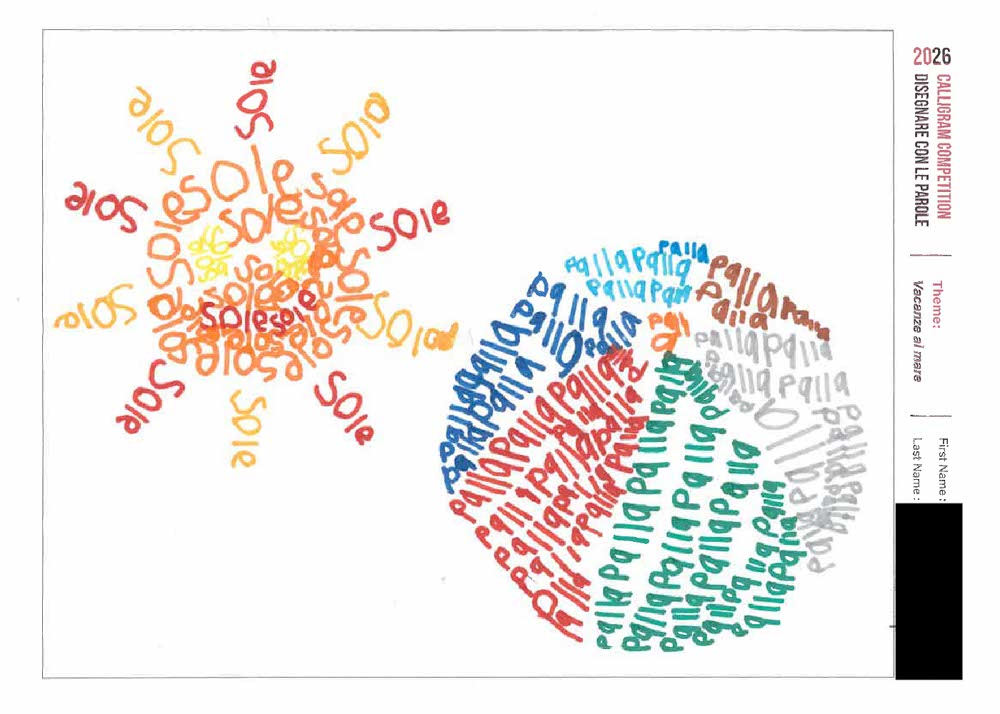 ILC Calligram Competition 2026 - Winning Artwork - Prep - Second Place