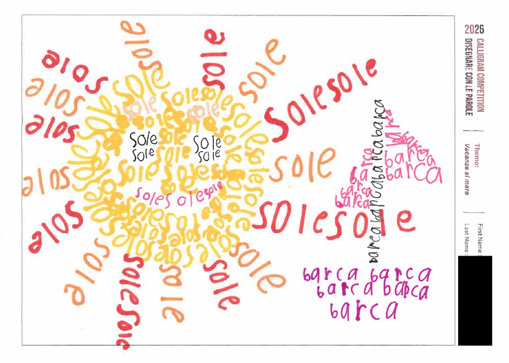 ILC Calligram Competition 2026 - Winning Artwork - Prep - Third Place